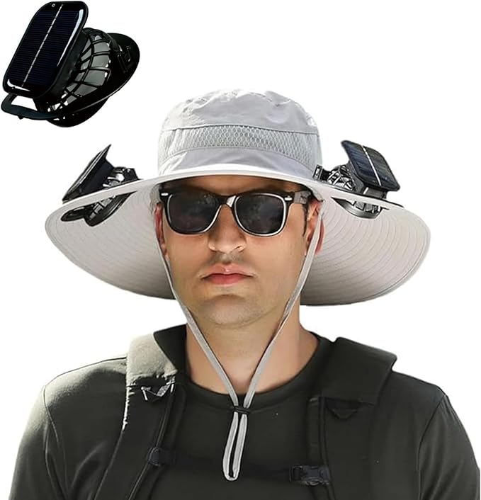 [Father's Day Sale - 50% off] Men's Solar Fan Hat Sun Hat with 3 Adjustable Levels