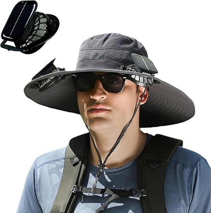 [Father's Day Sale - 50% off] Men's Solar Fan Hat Sun Hat with 3 Adjustable Levels