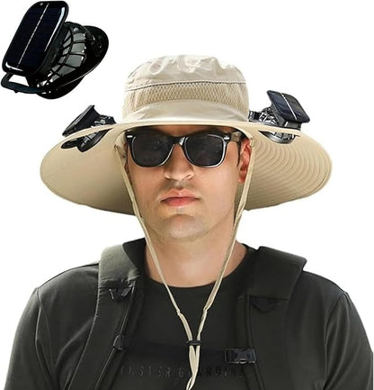[Father's Day Sale - 50% off] Men's Solar Fan Hat Sun Hat with 3 Adjustable Levels