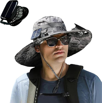 [Father's Day Sale - 50% off] Men's Solar Fan Hat Sun Hat with 3 Adjustable Levels