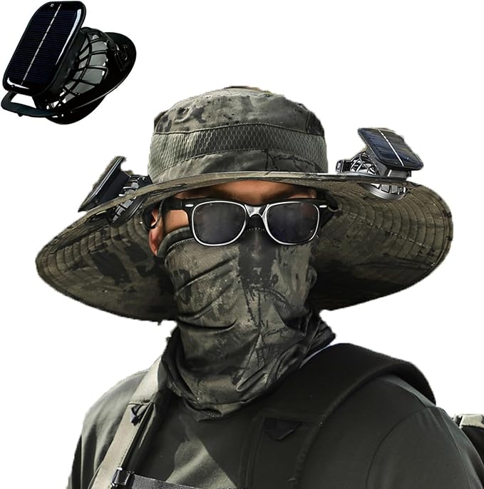 [Father's Day Sale - 50% off] Men's Solar Fan Hat Sun Hat with 3 Adjustable Levels