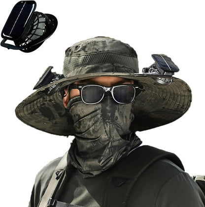 [Father's Day Sale - 50% off] Men's Solar Fan Hat Sun Hat with 3 Adjustable Levels