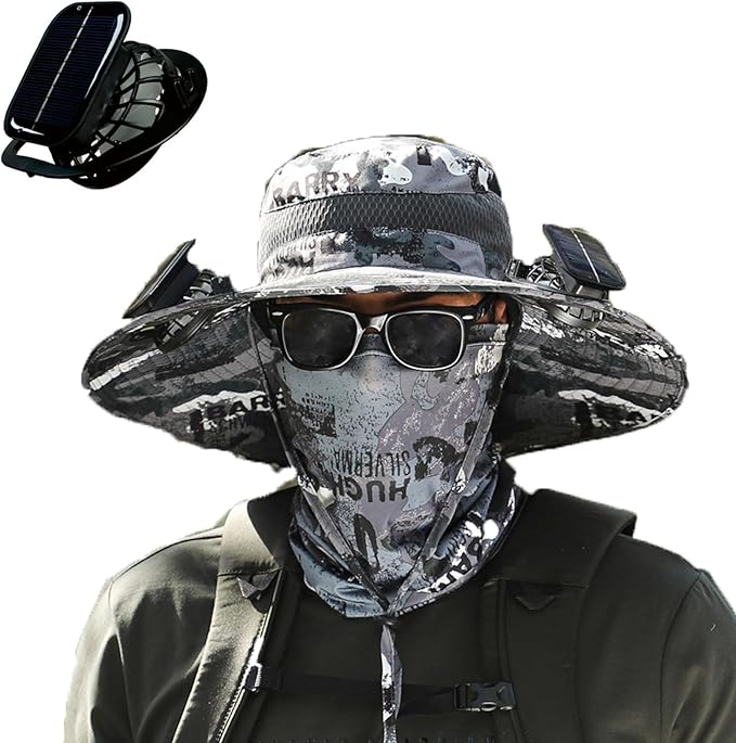 [Father's Day Sale - 50% off] Men's Solar Fan Hat Sun Hat with 3 Adjustable Levels