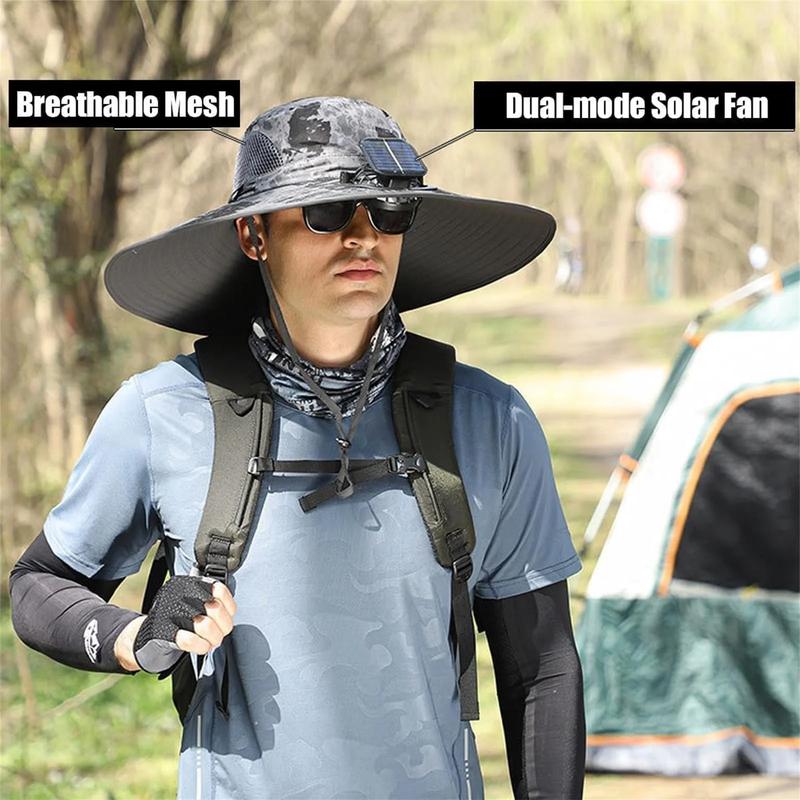 [Father's Day Sale - 50% off] Men's Solar Fan Hat Sun Hat with 3 Adjustable Levels