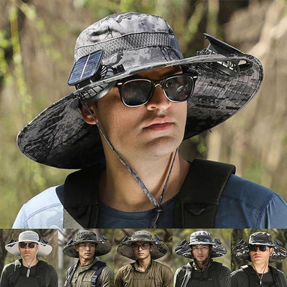 [Father's Day Sale - 50% off] Men's Solar Fan Hat Sun Hat with 3 Adjustable Levels