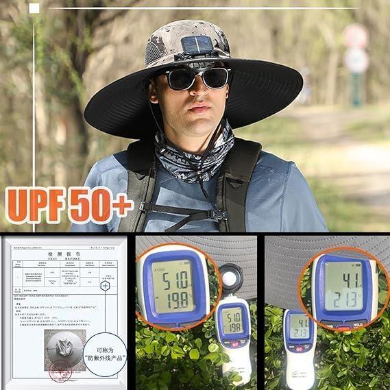 [Father's Day Sale - 50% off] Men's Solar Fan Hat Sun Hat with 3 Adjustable Levels